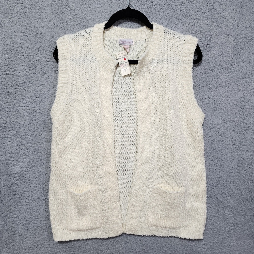 Townhouse‎ Womens Knit Sweater Cardigan Pockets Open Front Size Medium NWT